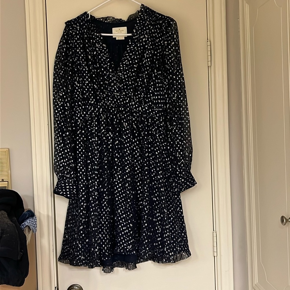 kate spade night sky lurex dot dress 6